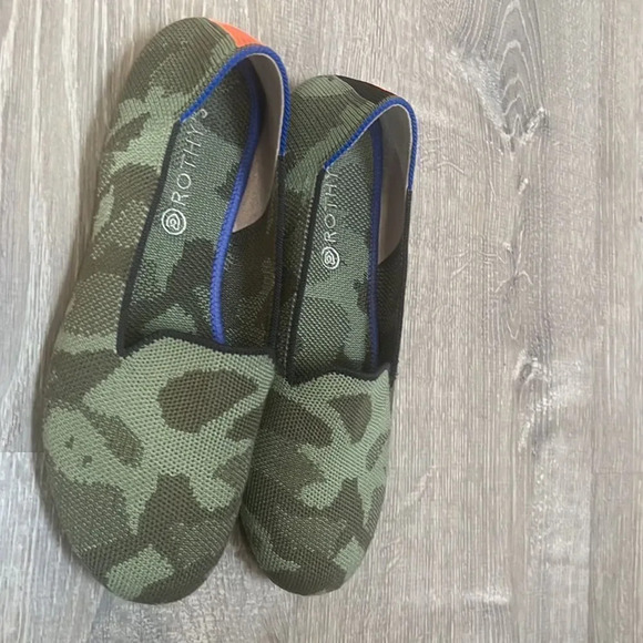 Rothy's The Loafer Olive Camo Printed Knit Fabric Slip On Flats kids size 4 - Picture 6 of 7